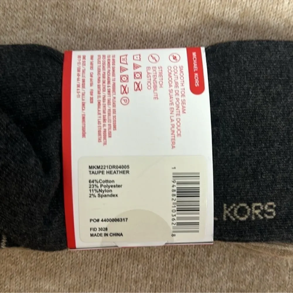MK Men’s 3 pack Taupe Heather Gray Tan Ivory Cotton Blend Dress Crew Socks